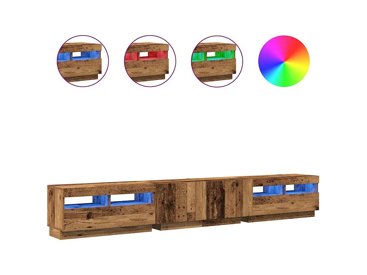 Mobile Porta TV | Armadietto TV con LED Legno Antico 260x35x40 cm Truciolato