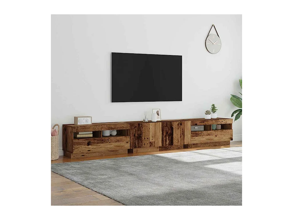 Mobile Porta TV | Armadietto TV con LED Legno Antico 260x35x40 cm Truciolato