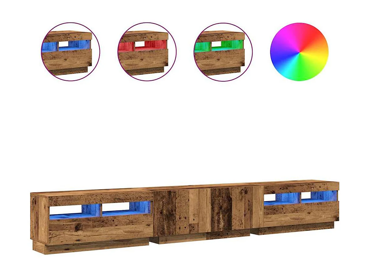 Tv-meubel | Tv-Bank | TV-kastmet LED 260x35x40 cm bewerkt hout oud hout