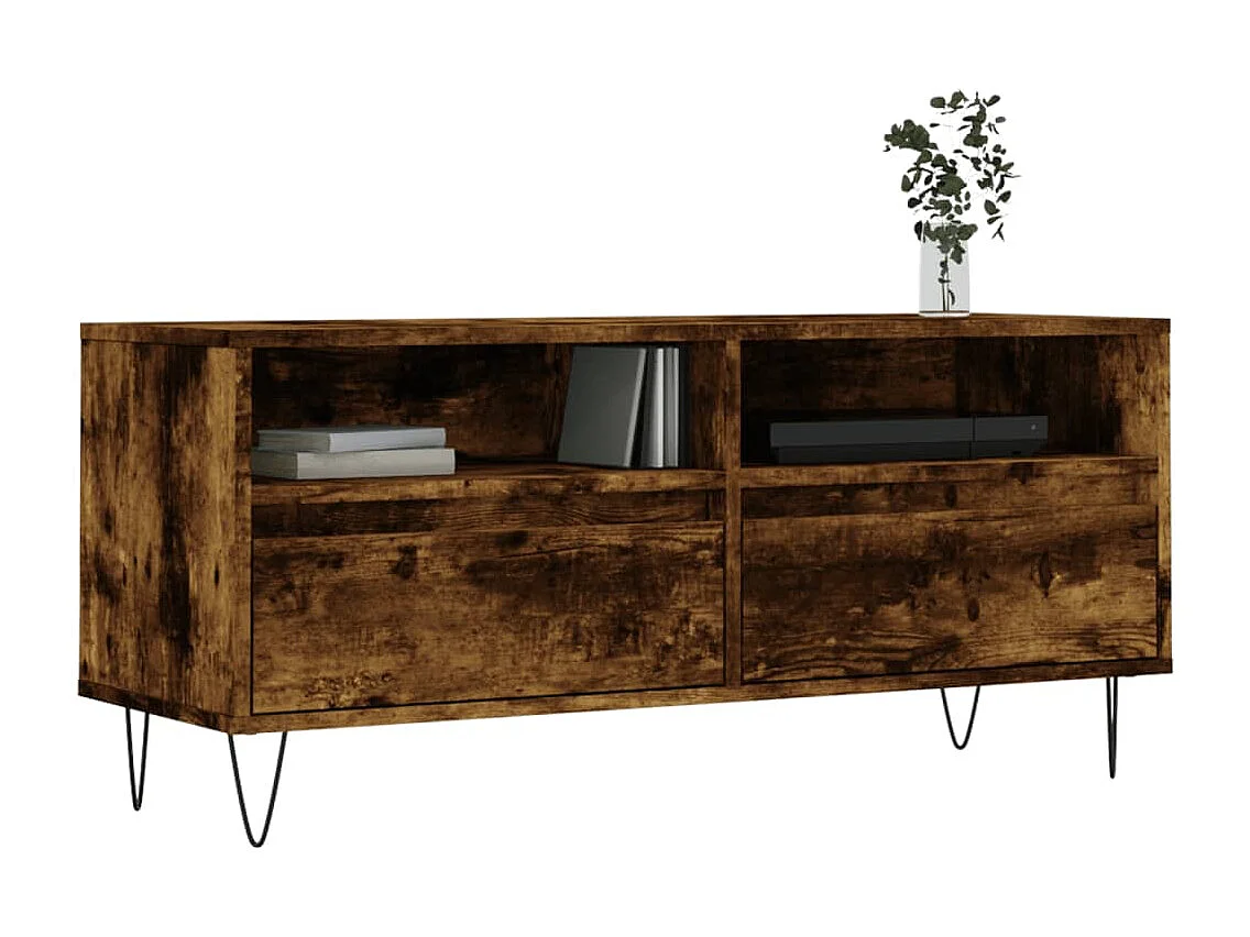 Meuble TV | Banc TV | Armoire TV chêne fumé 100x34,5x44,5 cm bois d'ingénierie