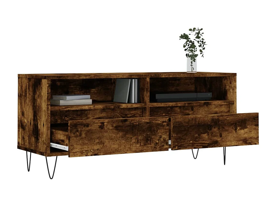 Mueble de TV | Mueble de salón madera contrachapada roble ahumado 100x34,5x44,5cm