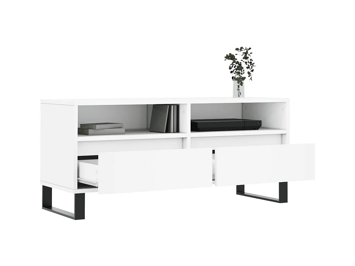 Mueble para TV  | Gabinete de TV |  Mueble de salón madera contrachapada blanco 100x34,5x44,5 cm