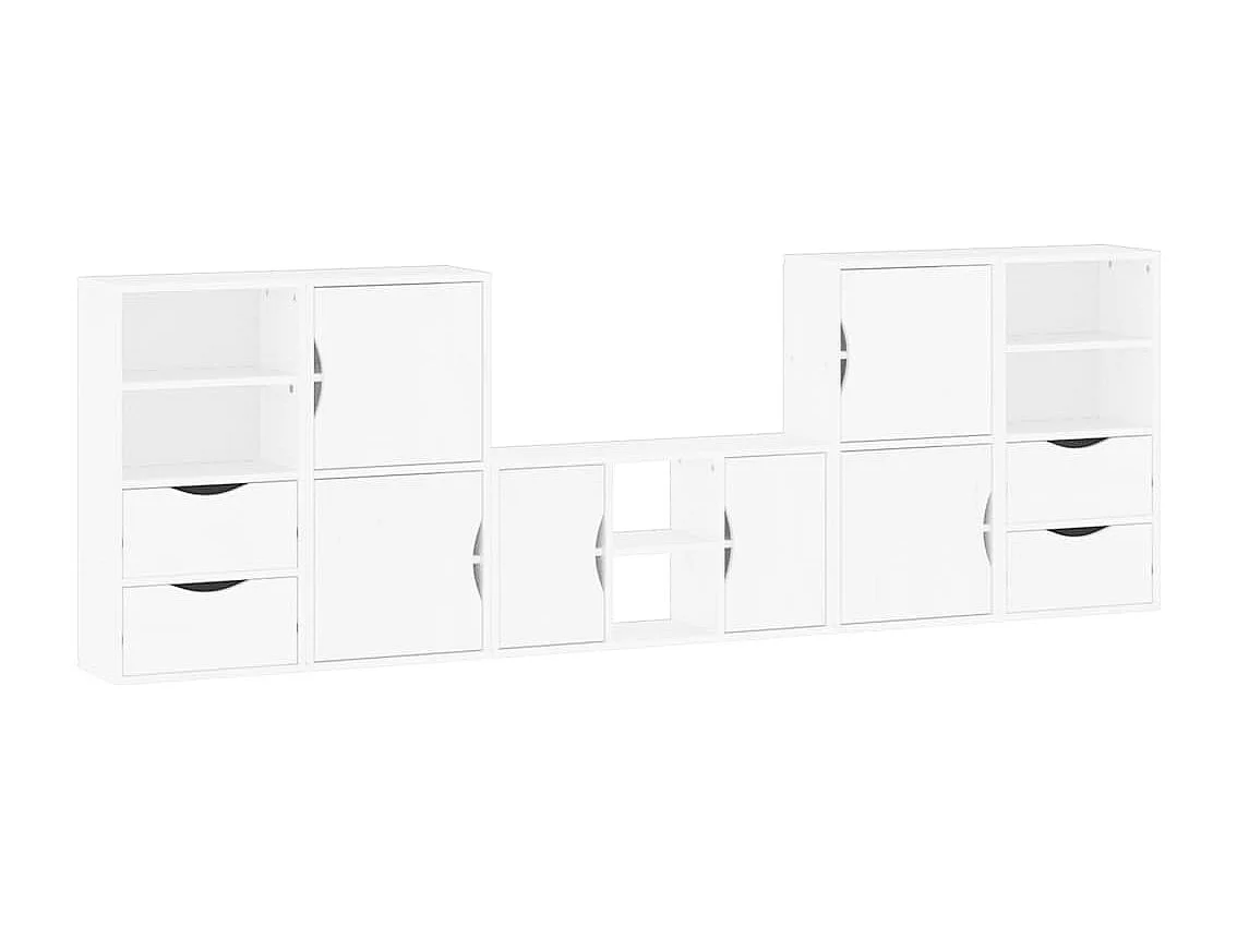 Meubles TV | Bancs TV | Armoires TV 5 pcs avec rangement ODDA blanc bois de pin massif