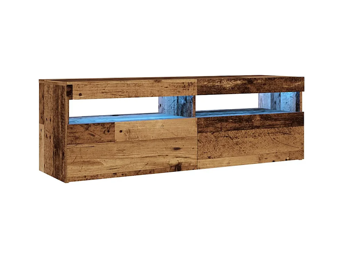 Mueble TV | Gabinete de TV | Mueble de salón luces LED madera ingeniería envejecida 120x35x40 cm