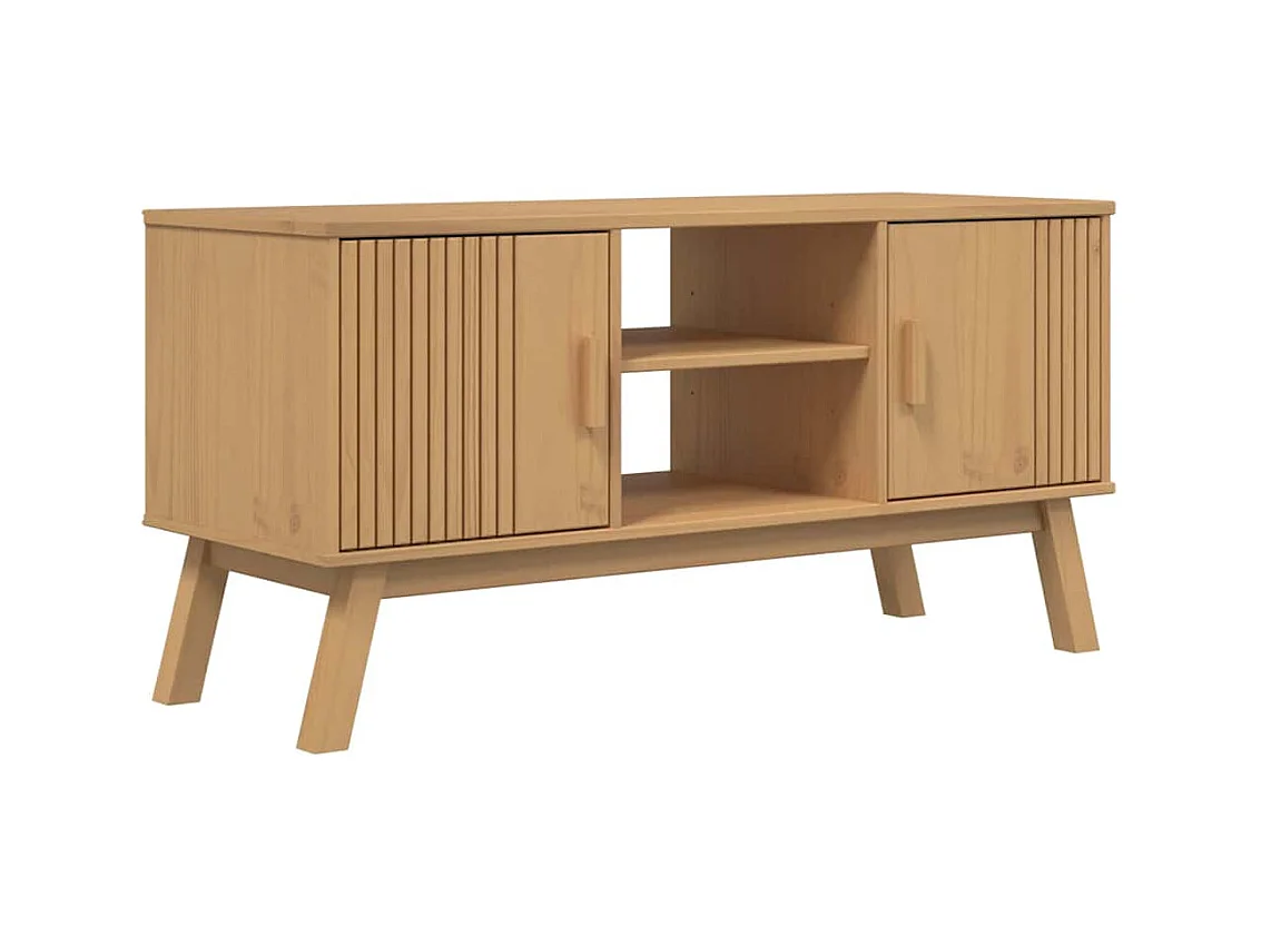 Mueble de TV | Mueble de salón OLDEN madera maciza de pino marrón 114x43x57 cm