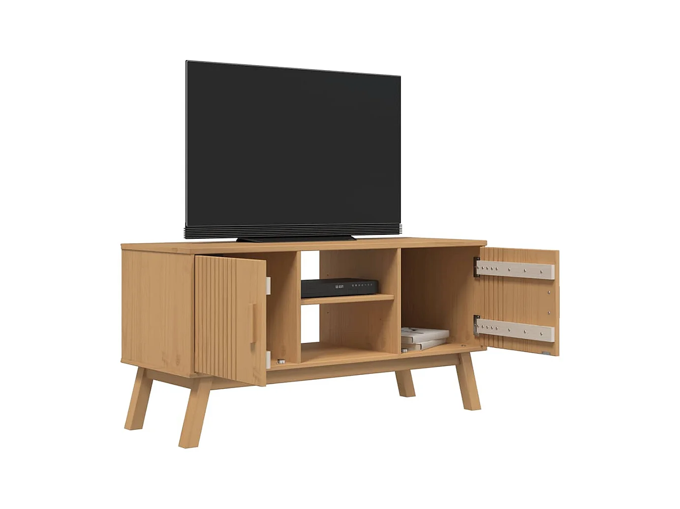 Mueble de TV | Mueble de salón OLDEN madera maciza de pino marrón 114x43x57 cm