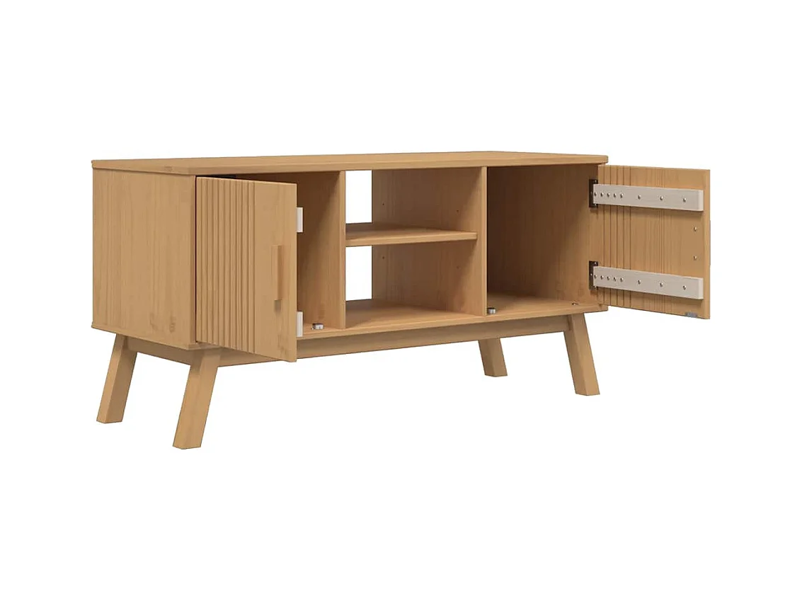 Mueble de TV | Mueble de salón OLDEN madera maciza de pino marrón 114x43x57 cm