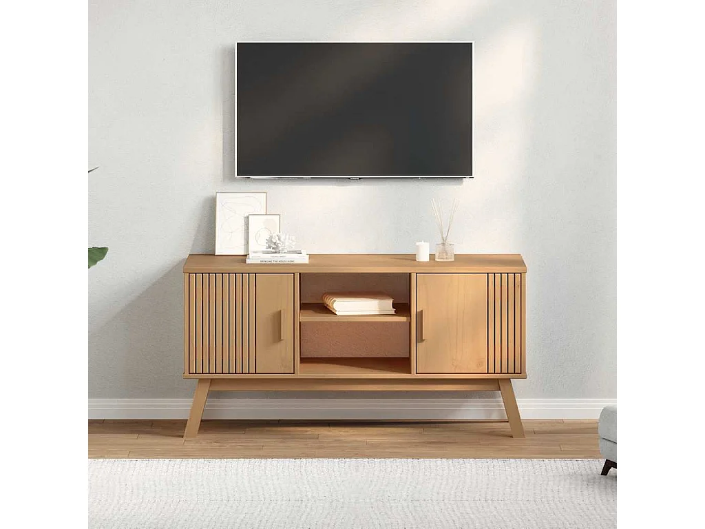 Meuble TV | Banc TV | Armoire TV OLDEN marron 114x43x57 cm bois de pin massif