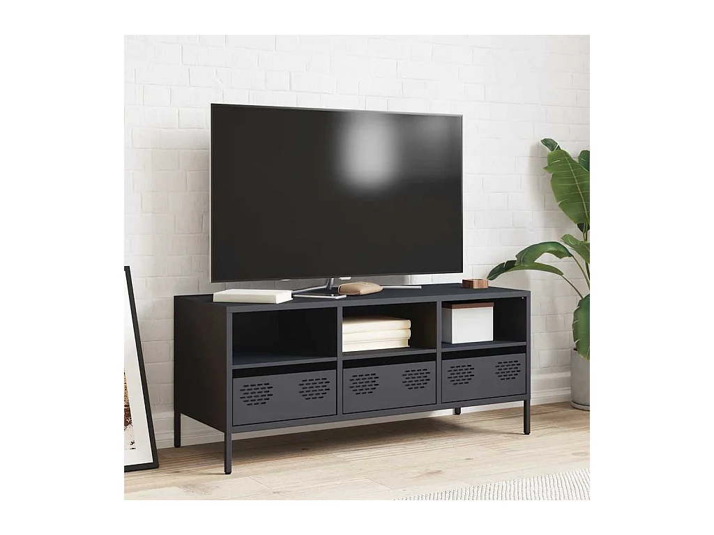 Mueble de TV | Mueble de salón acero laminado en frío antracita 101,5x39x43,5 cm