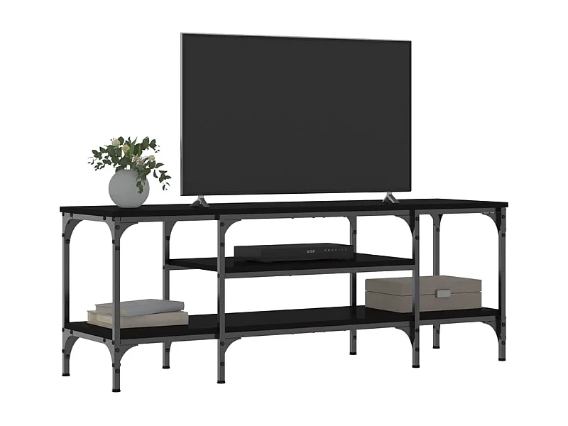 Mueble de TV | Mueble de salón hierro y madera contrachapada negro 121x35x45 cm