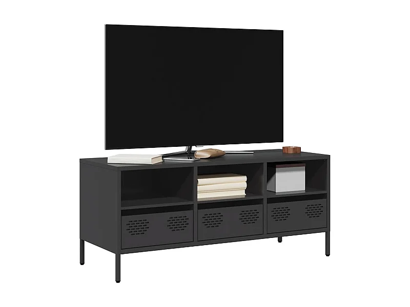 Mueble para TV  | Gabinete de TV |  Mueble de salón acero laminado en frío negro 101,5x39x43,5 cm