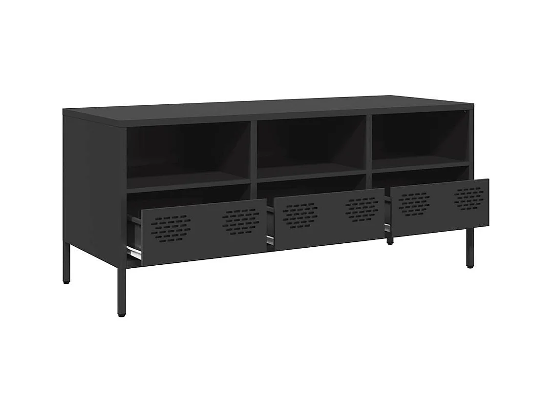Mueble para TV  | Gabinete de TV |  Mueble de salón acero laminado en frío negro 101,5x39x43,5 cm