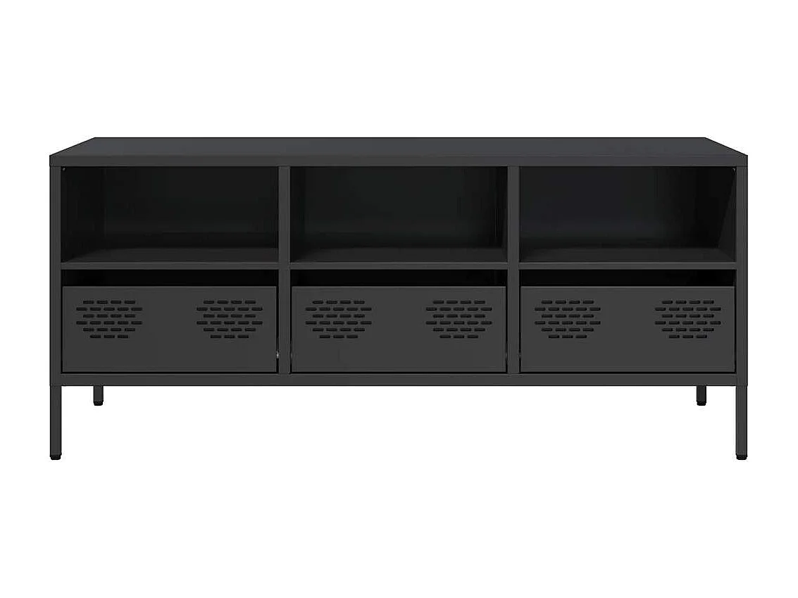 Meuble TV | Banc TV | Armoire TV noir 101,5x39x43,5 cm acier laminé à froid
