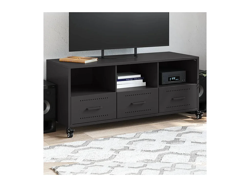Mueble de TV | Mueble de salón acero negro 100,5x39x43,5 cm