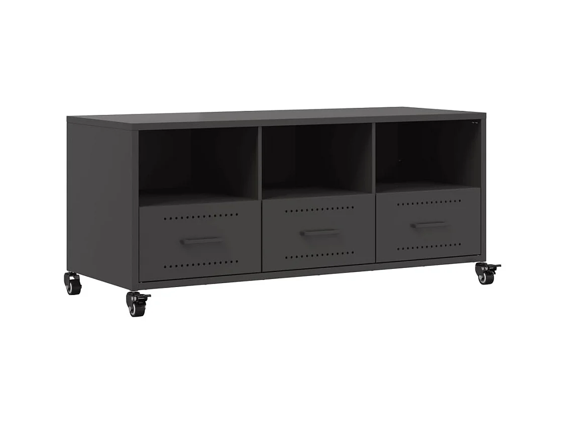 Mueble de TV | Mueble de salón acero negro 100,5x39x43,5 cm