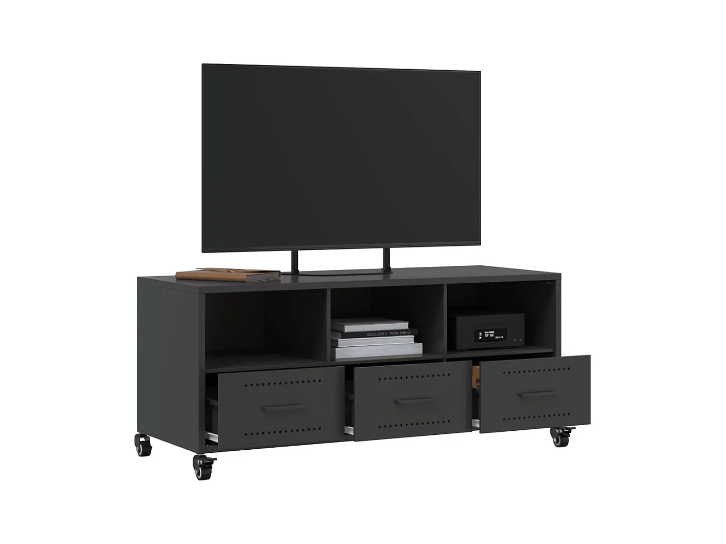 Mueble de TV | Mueble de salón acero negro 100,5x39x43,5 cm