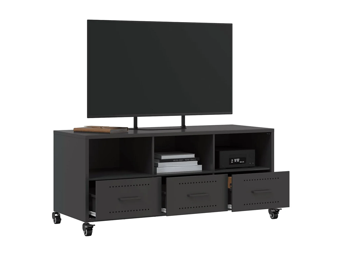 Meuble TV | Banc TV | Armoire TV noir 100,5x39x43,5 cm acier