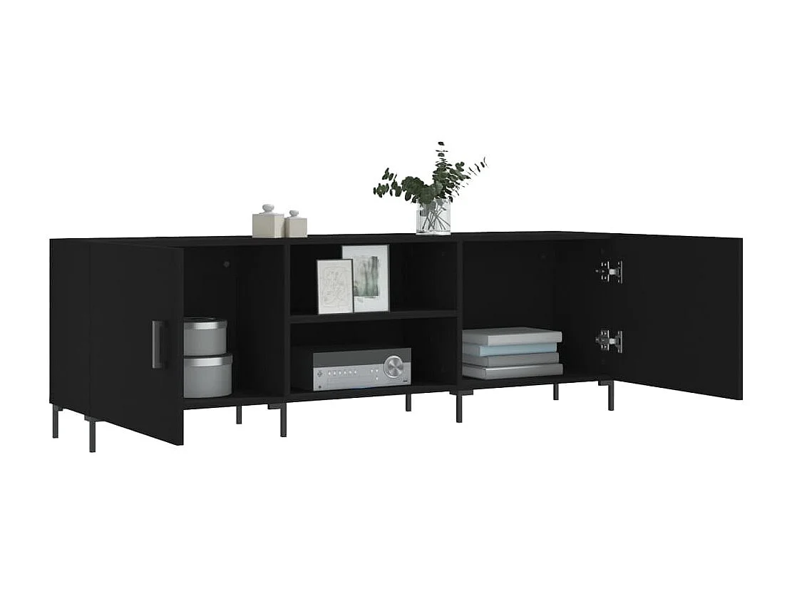Mueble para TV  | Gabinete de TV |  Mueble de salón madera de ingeniería negro 150x30x50 cm
