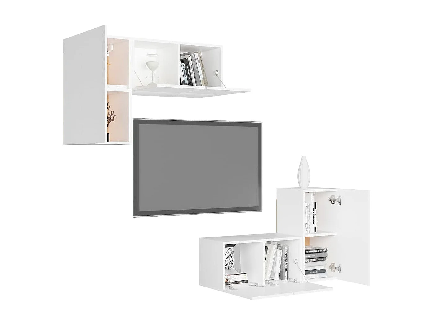 Ensemble de meubles TV | Bancs TV | Armoires TV 4 pcs Blanc Bois d'ingénierie