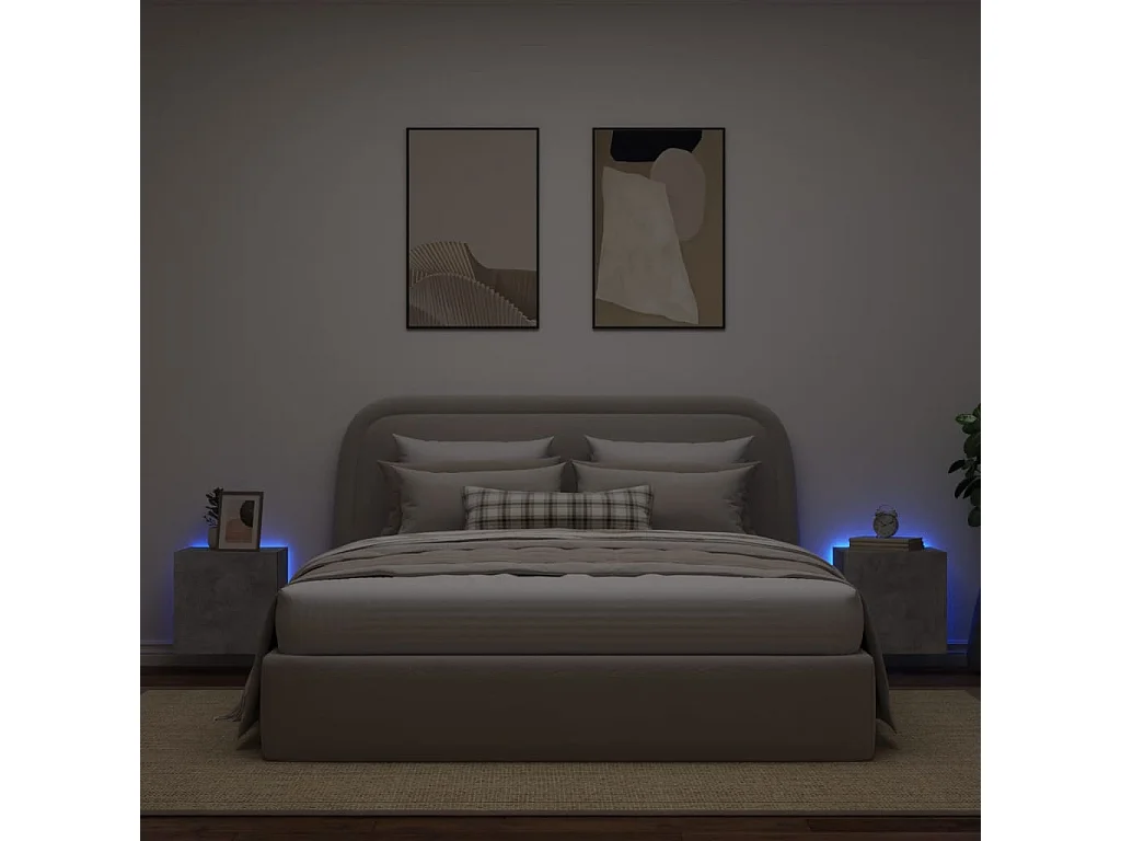Muebles TV | Gabinetes de TV | Muebles de salón de pared luces LED 2 uds gris hormigón 40,5x35x40 cm