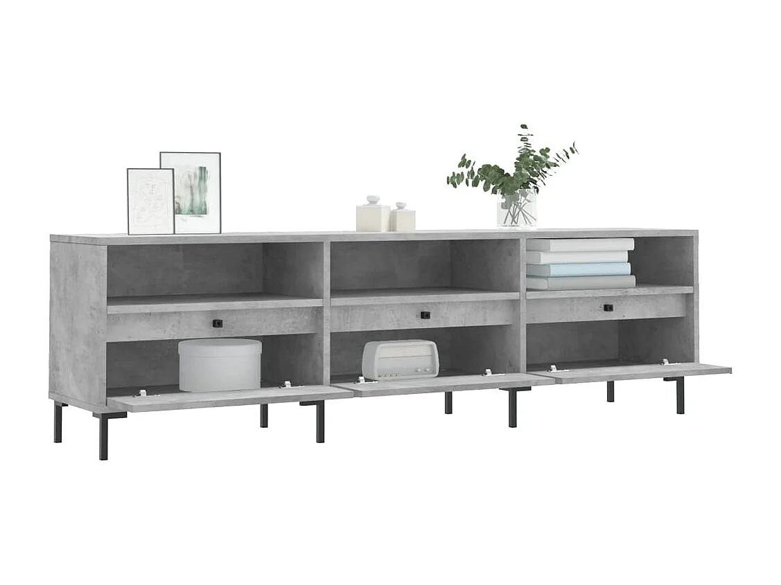 Meuble TV | Banc TV | Armoire TV gris béton 150x30x44,5 cm bois d'ingénierie