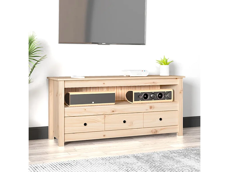 Mueble de TV | Mueble de salón de madera maciza de pino 114x35x52 cm