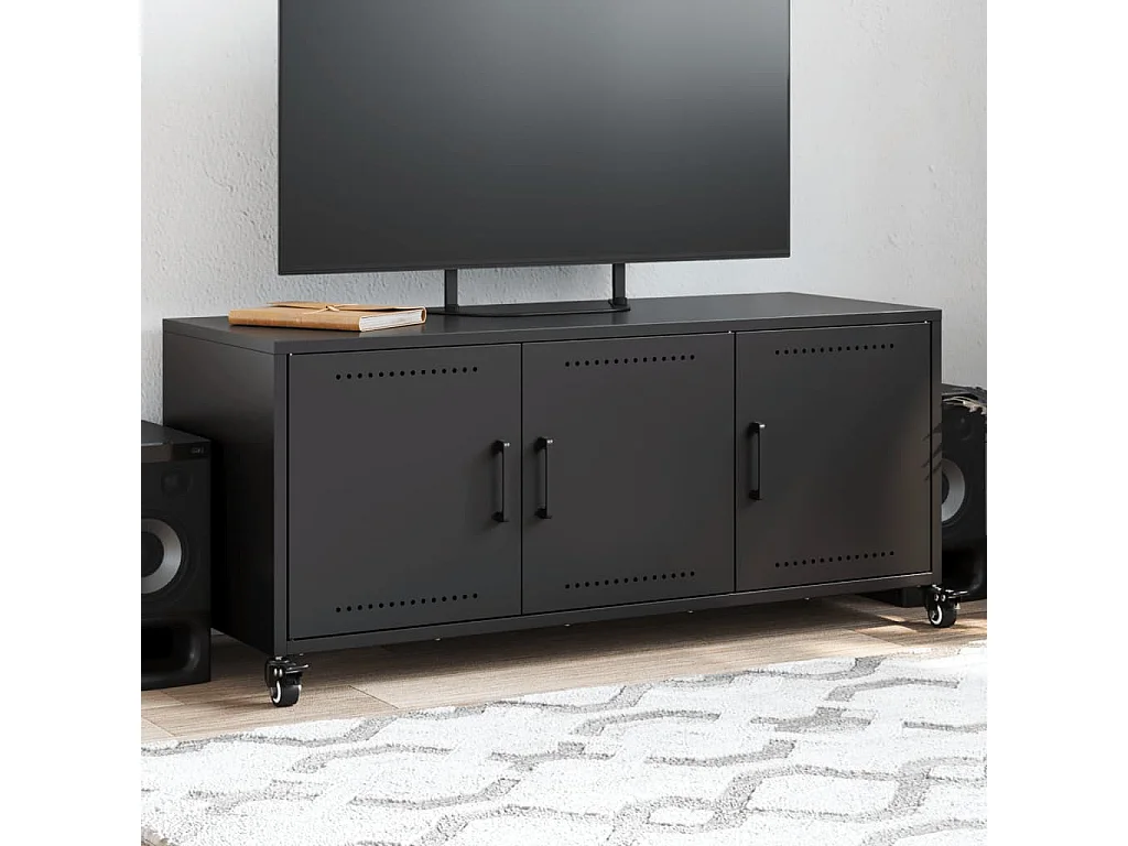 Meuble TV | Banc TV | Armoire TV noir 100,5x39x43,5 cm acier