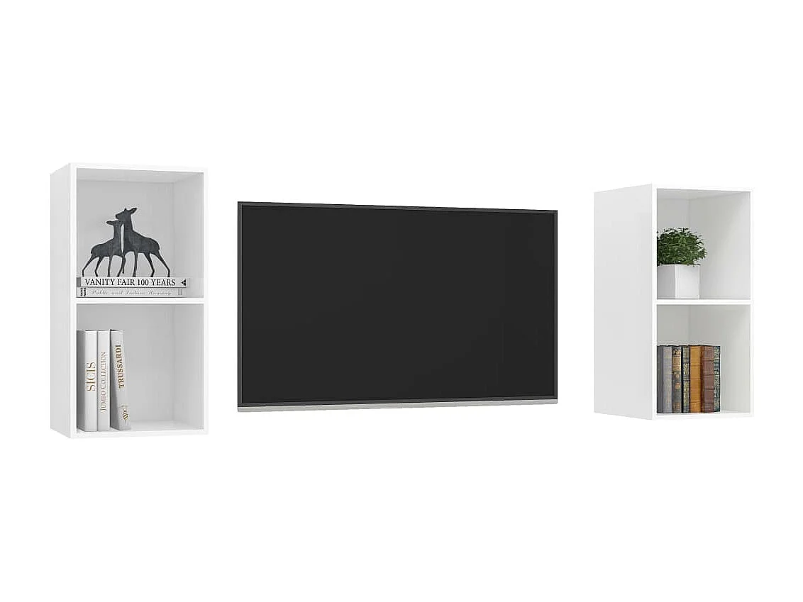 Meubles TV | Bancs TV | Armoires TV muraux 2 pcs Blanc Bois d'ingénierie