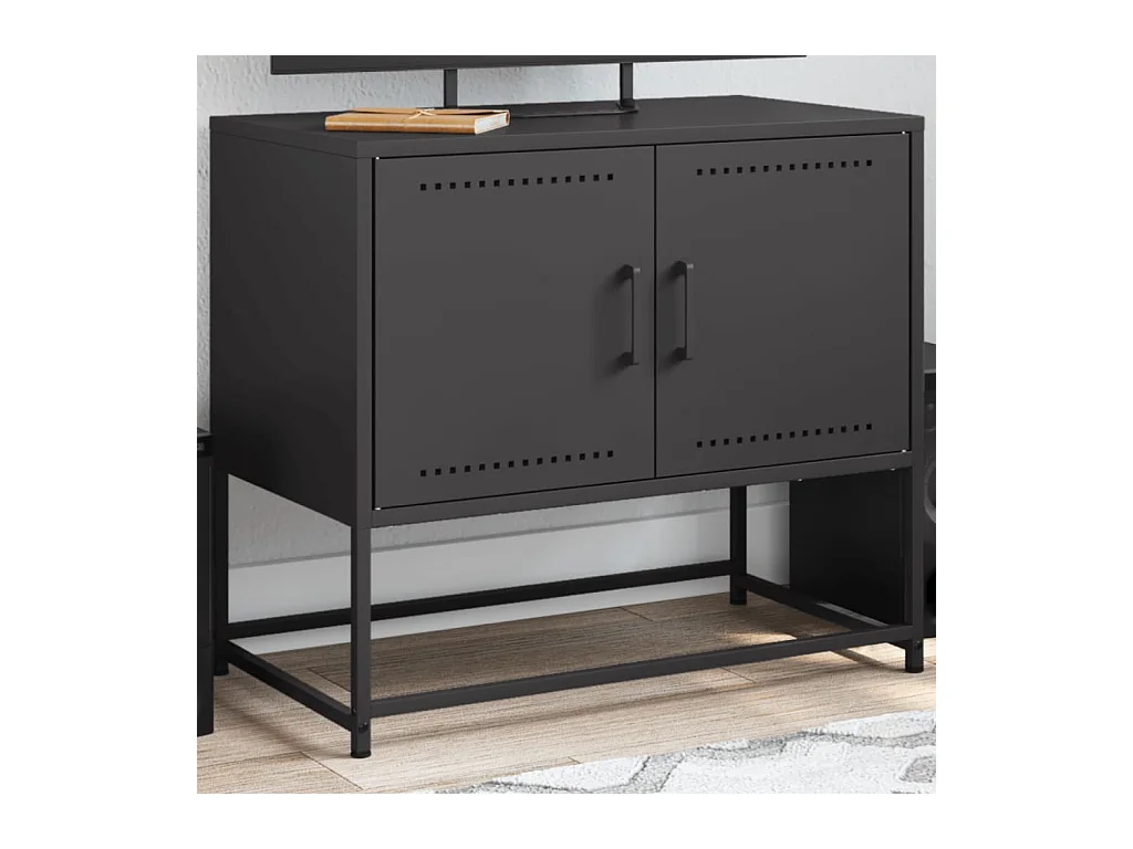 Mueble para TV  | Gabinete de TV |  Mueble de salón de acero negro 68,5x39x60,5 cm