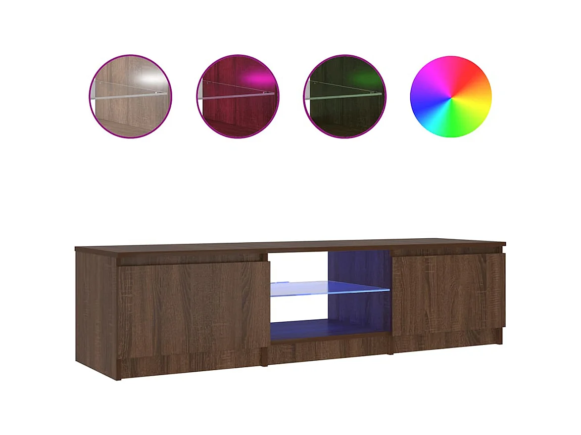 Mueble de TV | Mueble de salón con luces LED marrón roble 140x40x36 cm