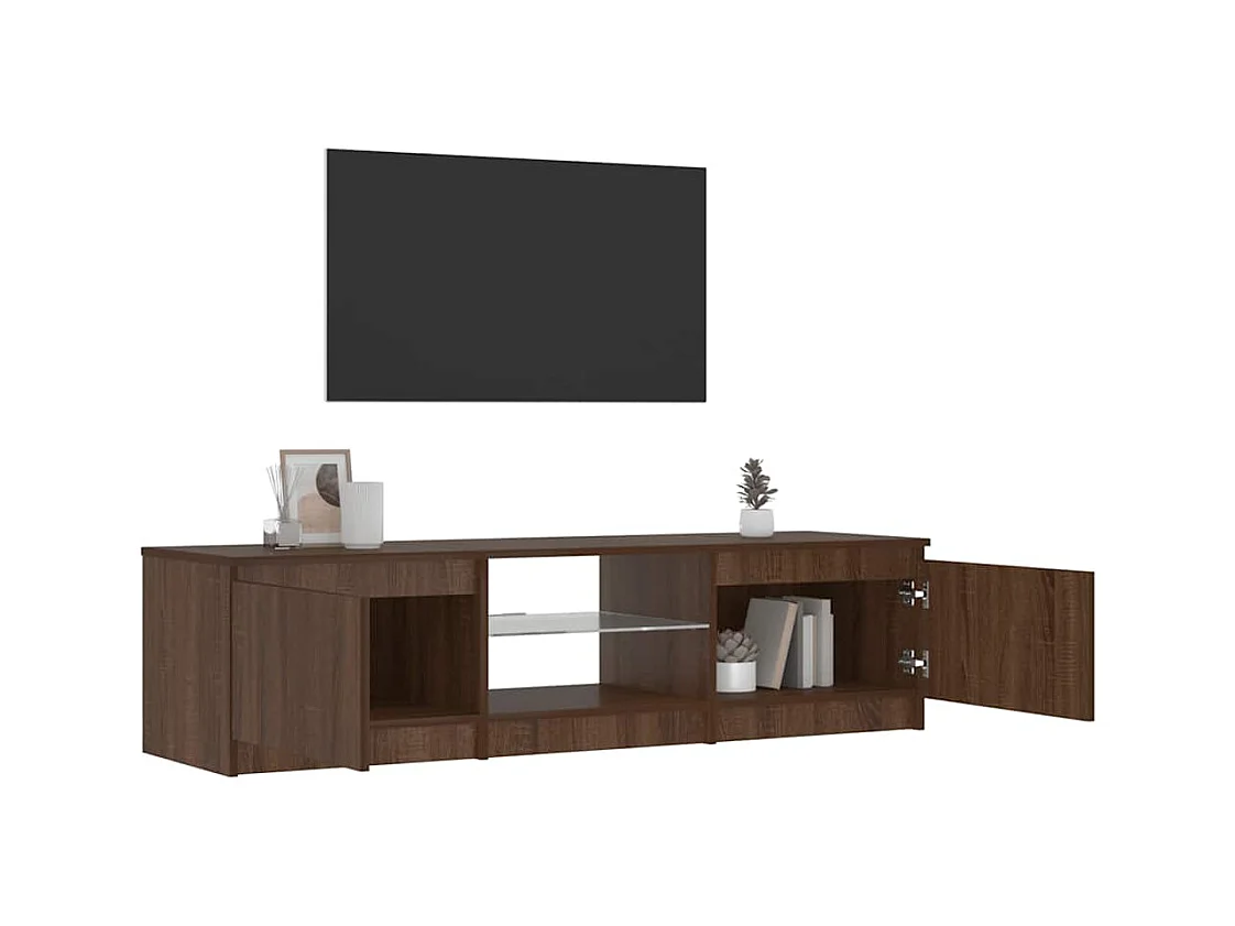 Mueble de TV | Mueble de salón con luces LED marrón roble 140x40x36 cm