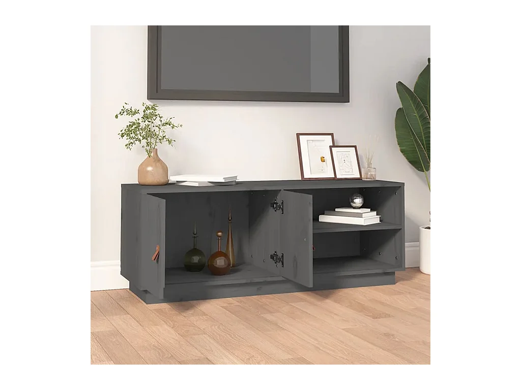Mueble de TV | Mueble de salón de madera maciza de pino gris 105x34x40 cm