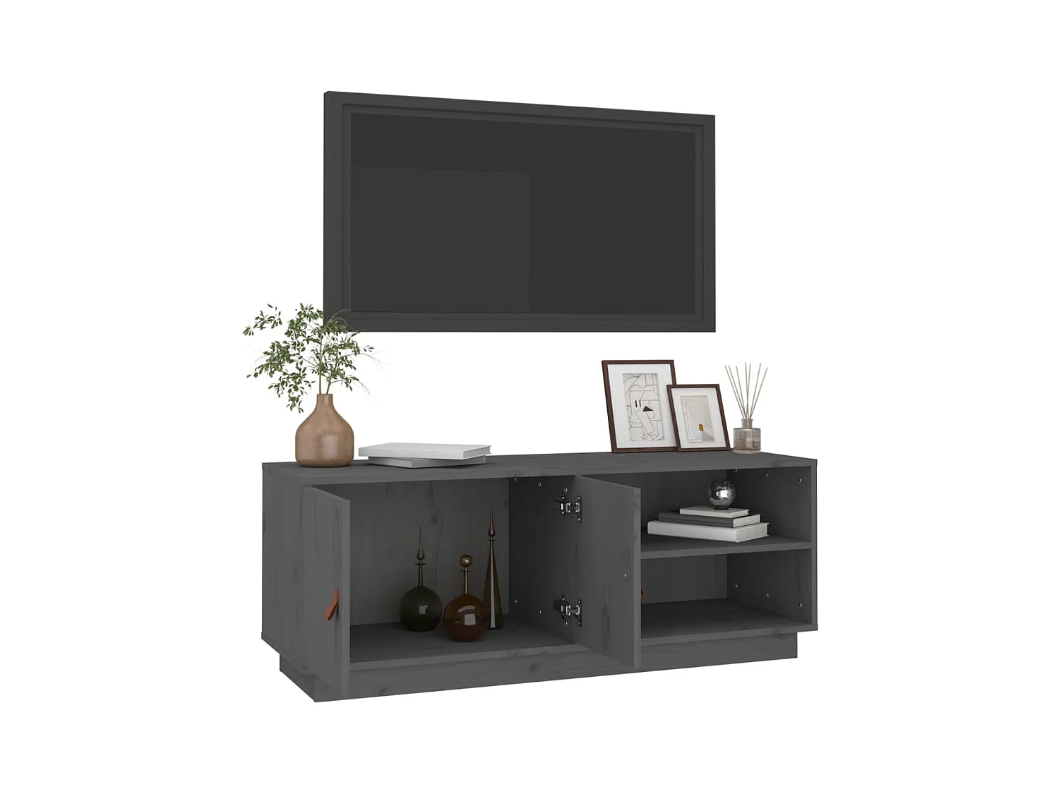 Mueble de TV | Mueble de salón de madera maciza de pino gris 105x34x40 cm