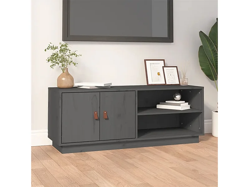 Meuble TV | Banc TV | Armoire TV Gris 105x34x40 cm Bois de pin massif