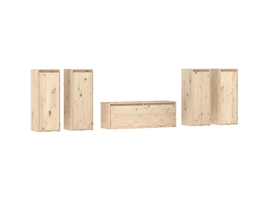 muebles para TV  | Gabinetes de TV |  Muebles de salón 5 piezas madera maciza de pino