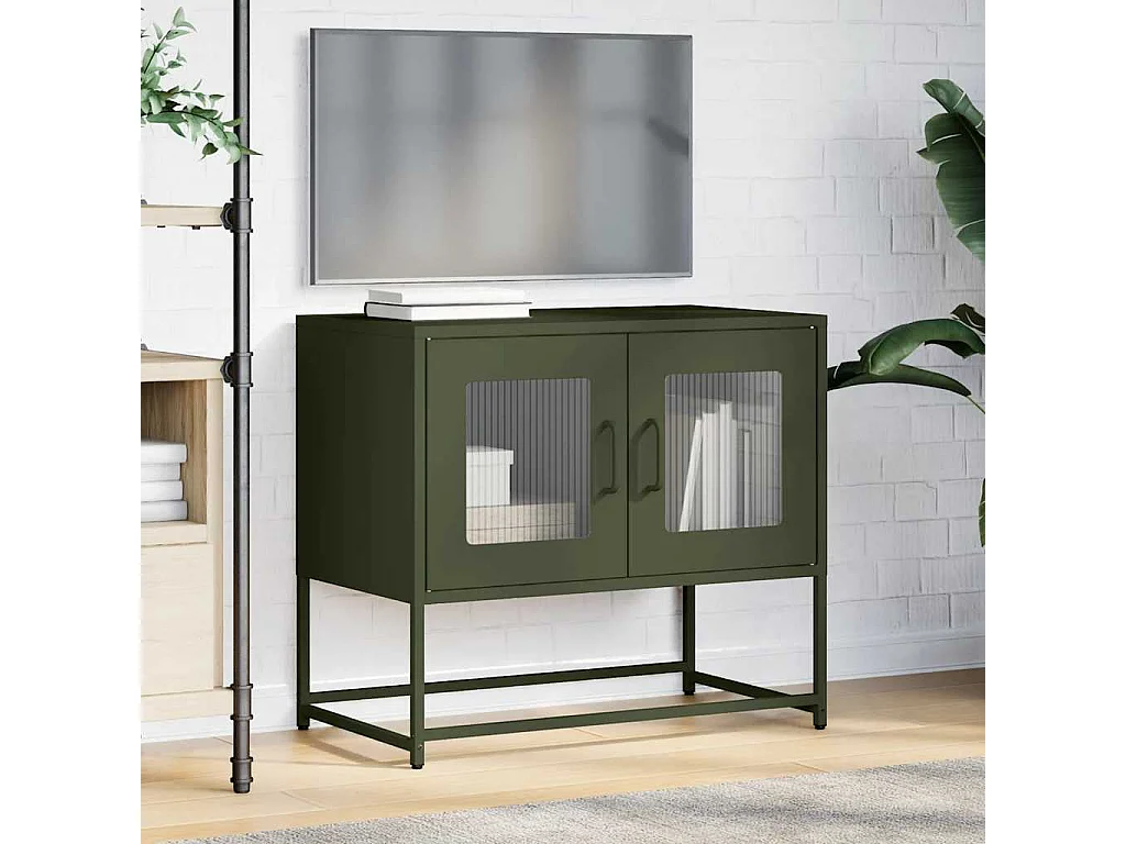 Tv-meubel | Tv-Bank | TV-kast68x39x60,5 cm koudgewalst staal olijfgroen