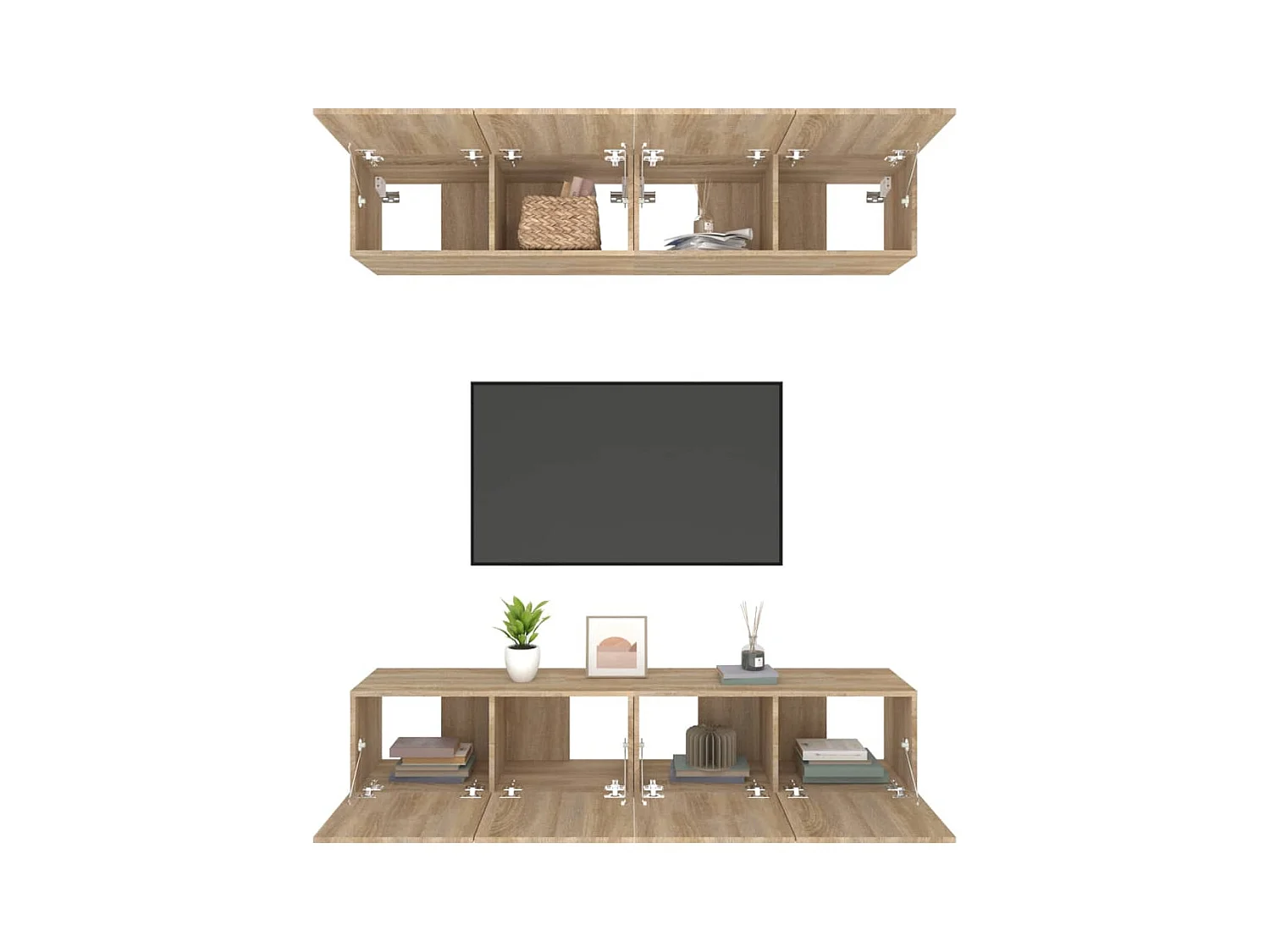 Muebles TV | Gabinetes de TV | Muebles de salón 4 uds madera contrachapada roble Sonoma 80x30x30 cm