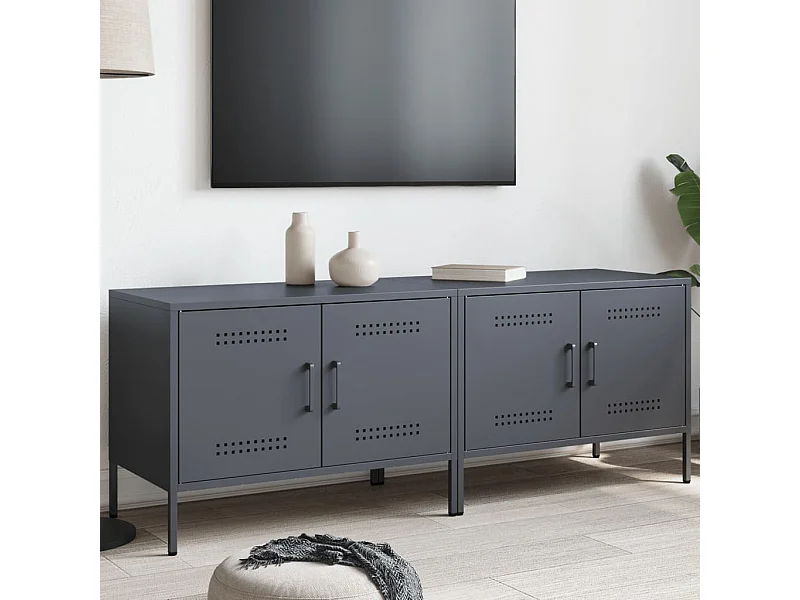 Muebles de TV | Gabinetes de TV |  Muebles de salón 2 unidades acero gris antracita 68x39x50,5 cm
