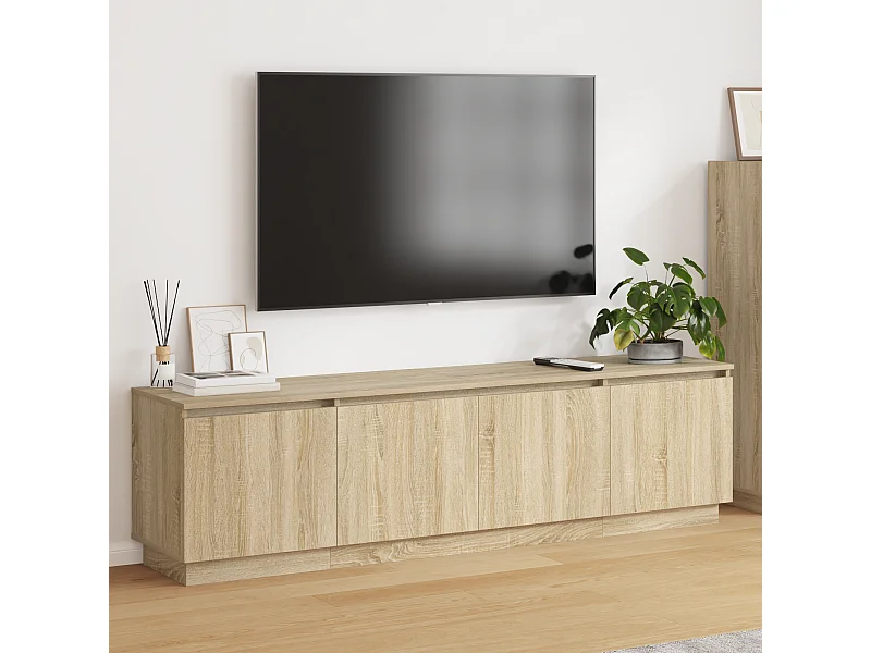 meuble TV | Banc TV | Armoire TV avec LED Chêne Sonoma 180x38x49 cm Bois d'ingénierie