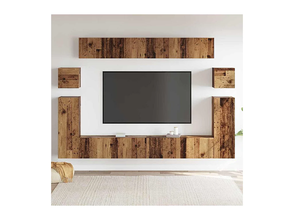 Tv-meubelset | Tv-Bank | TV-kast met plank 8 pcs Oude hout Medium 30.5 x 30 x 30 cm