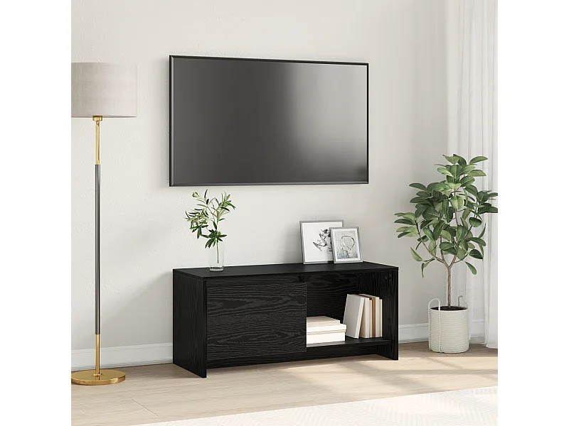 Mueble TV | Soporte de TV Roble negro 90 x 35 x 40 cm Madera contrachapada
