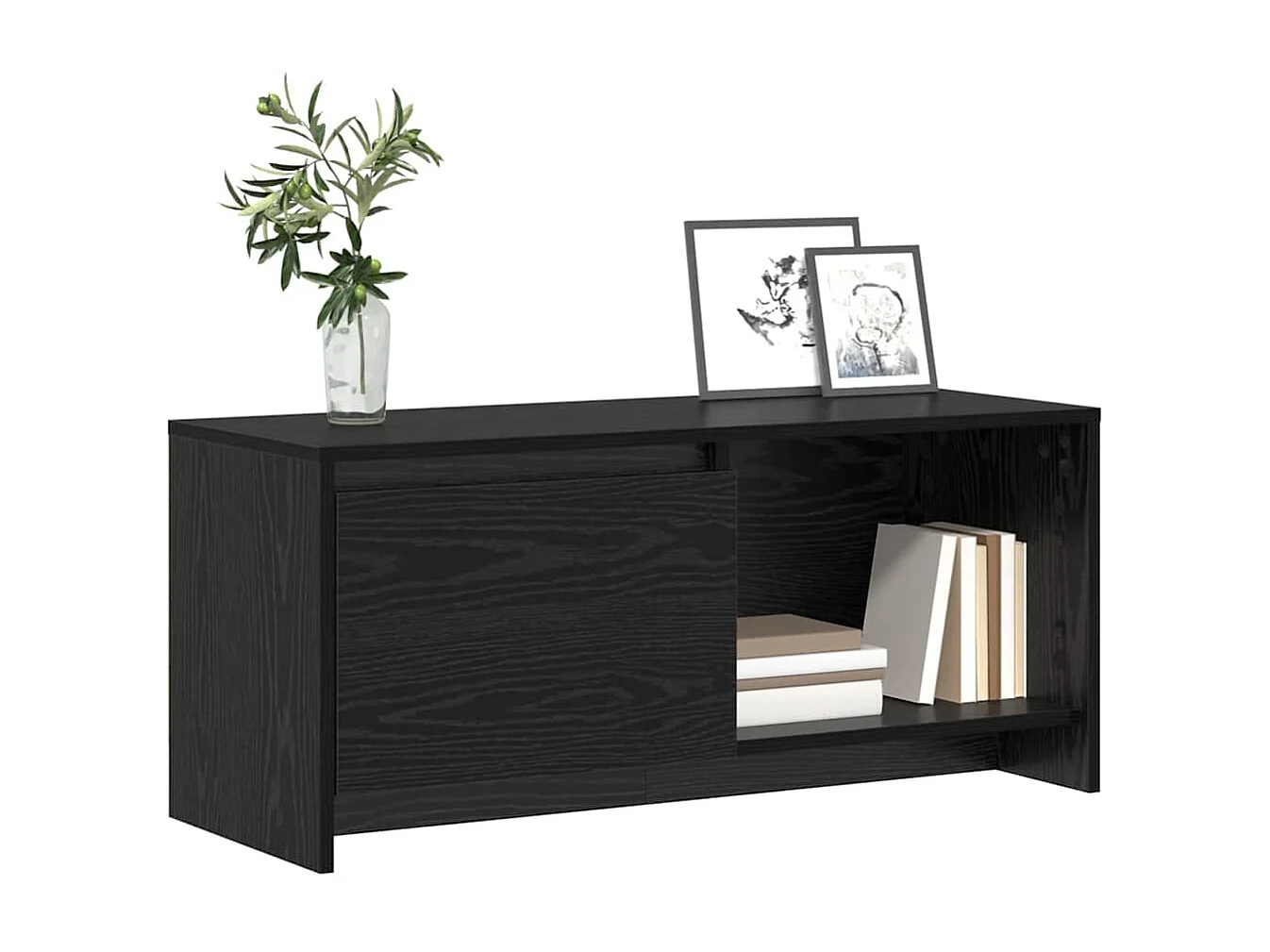 Mueble TV | Soporte de TV Roble negro 90 x 35 x 40 cm Madera contrachapada