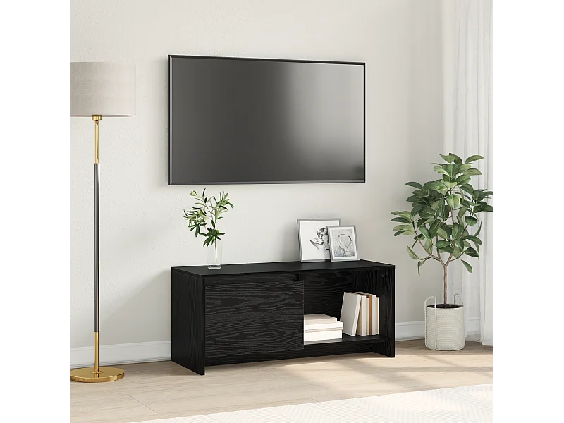 TV-stand Zwart eiken Bewerkt hout