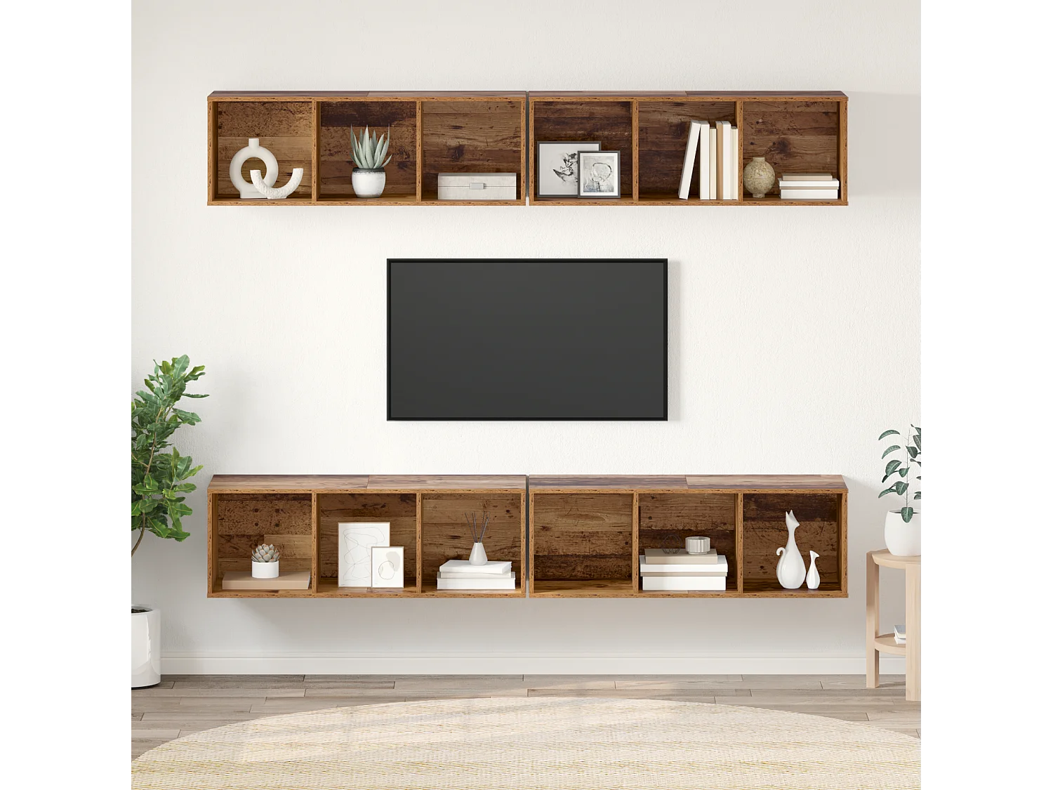 Mueble de TV | Mueble de salón de Pared 4 pcs Madera vieja 37 x 37 x 107.5 cm