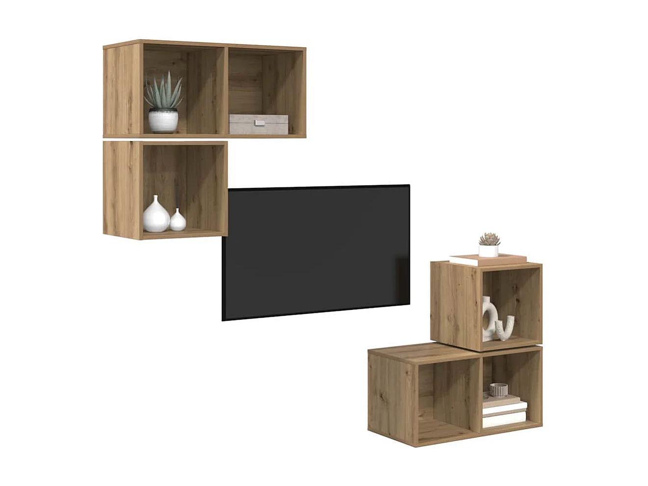 Set mobile TV | Armadietto TV 4 pcs rovere artigianale 37 x 37 x 72 cm