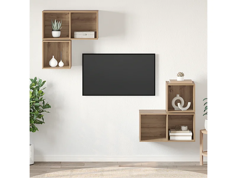 TV-kast | Tv-meubel | Tv-Bank set 4 pcs artisanaal eikenkleurig 37 x 37 x 72 cm
