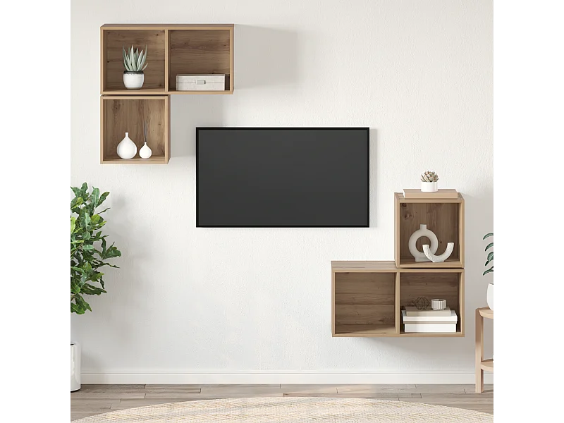 TV-kast | Tv-meubel | Tv-Bank set 4 pcs artisanaal eikenkleurig 37 x 37 x 72 cm