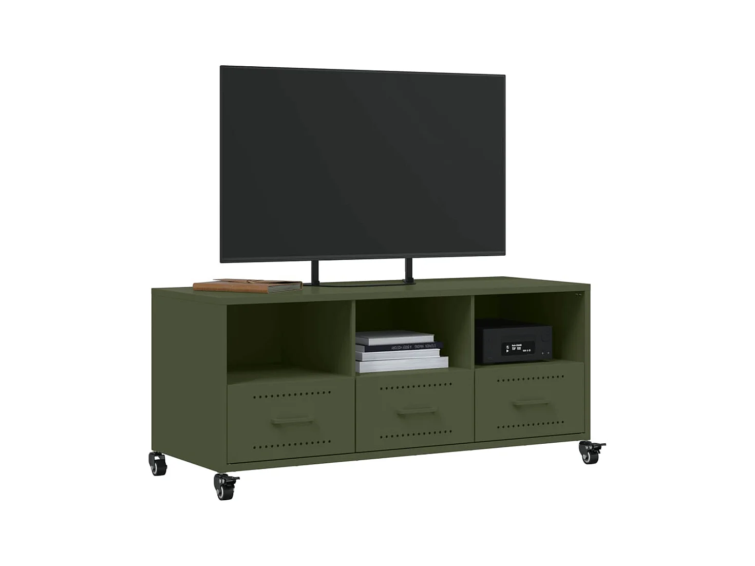 Tv-meubel | Tv-Bank | TV-kast100,5x39x43,5 cm staal olijfgroen