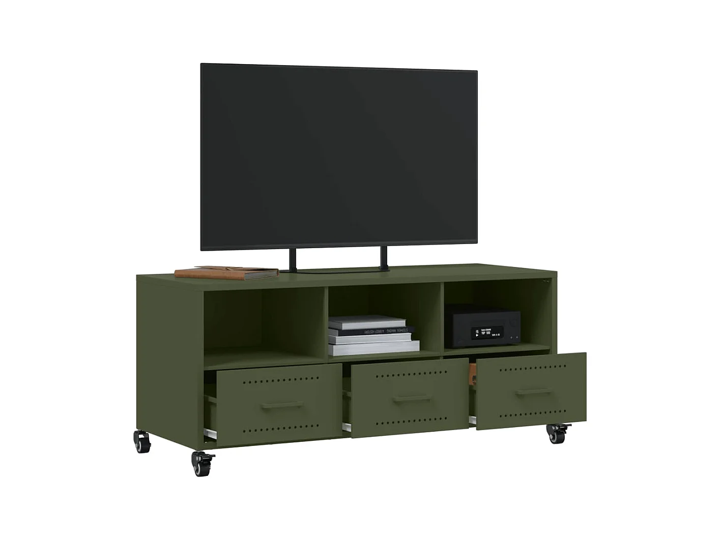 Tv-meubel | Tv-Bank | TV-kast100,5x39x43,5 cm staal olijfgroen