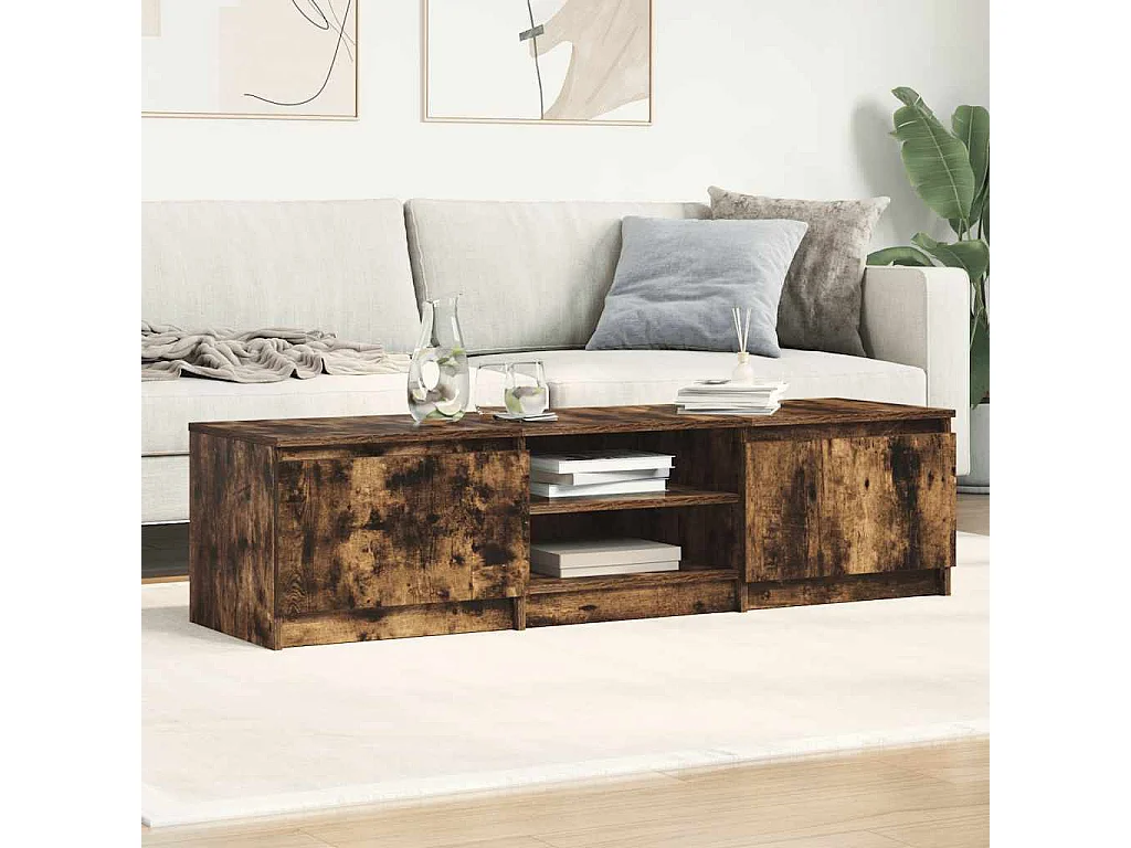 Meuble TV | Banc TV | Armoire TV Chêne fumé 140x40x35,5 cm Bois d'ingénierie